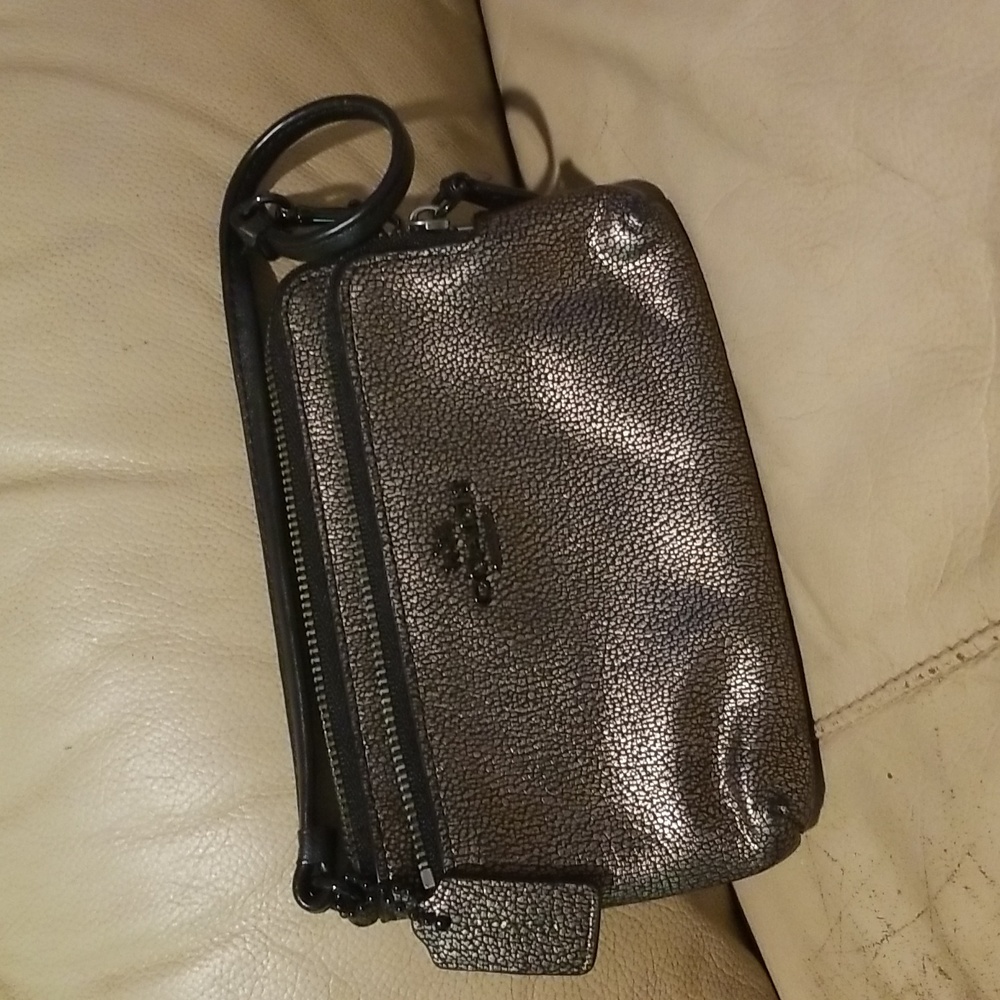 Metallic Bronze Coach Wristlet/ Wallet/ Clutch